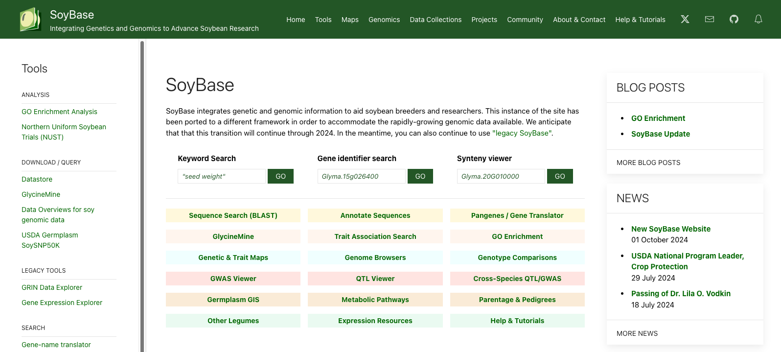 Image of SoyBase.org from October 2024